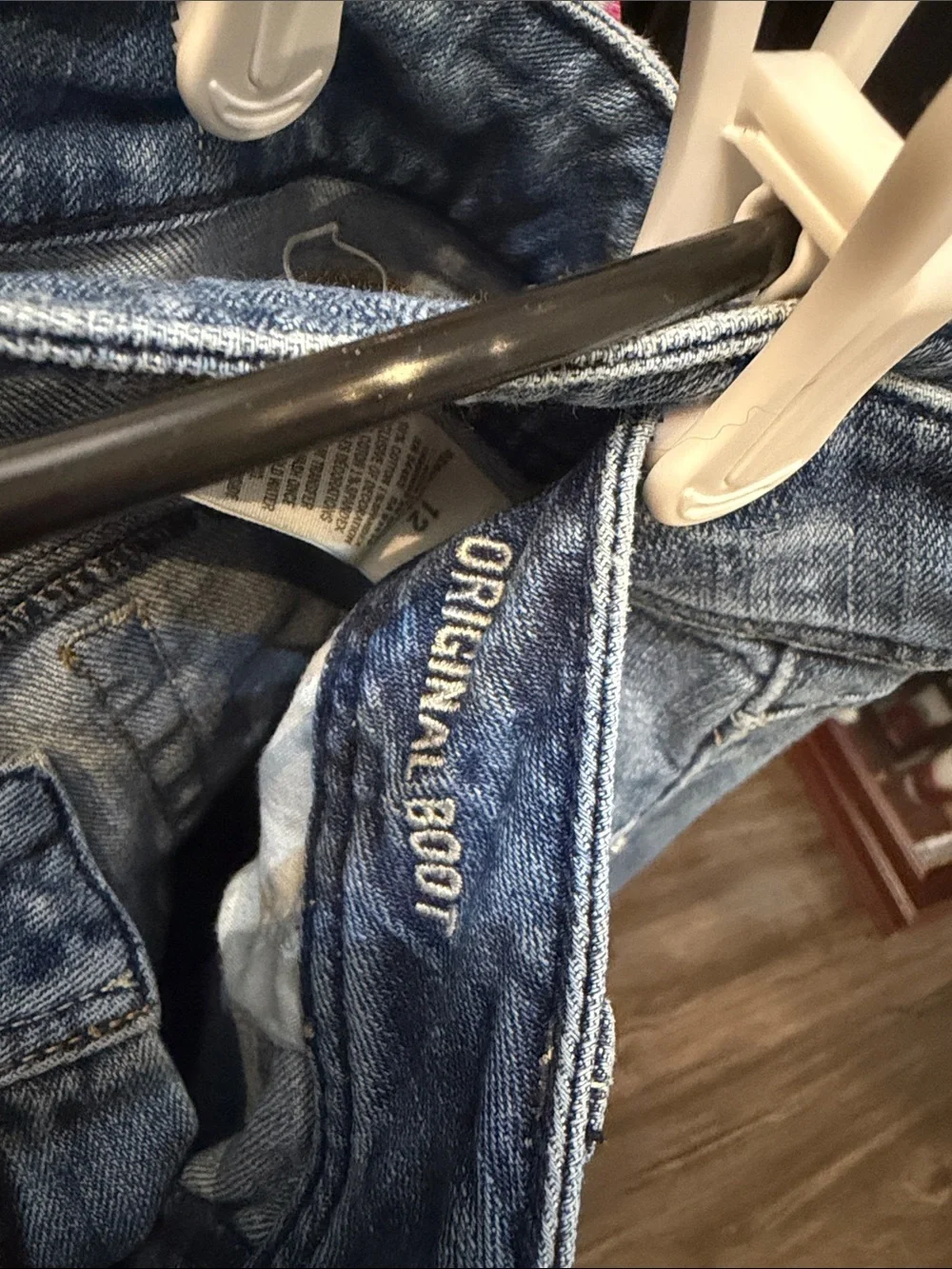 American Eagle Outfitters Medium Blue Distressed Flare Jeans